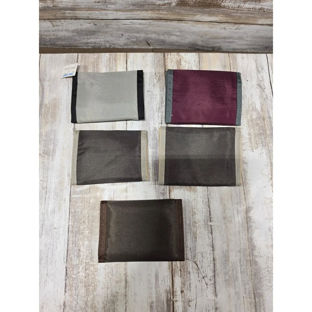 Vintage Walmart Nylon Trifold Wallets Hook and Loop Closure Lot of 5 New